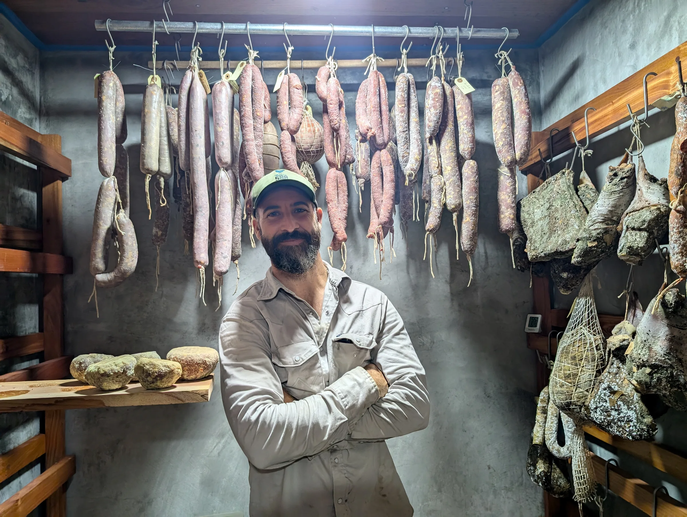 Salami curing in the grotto