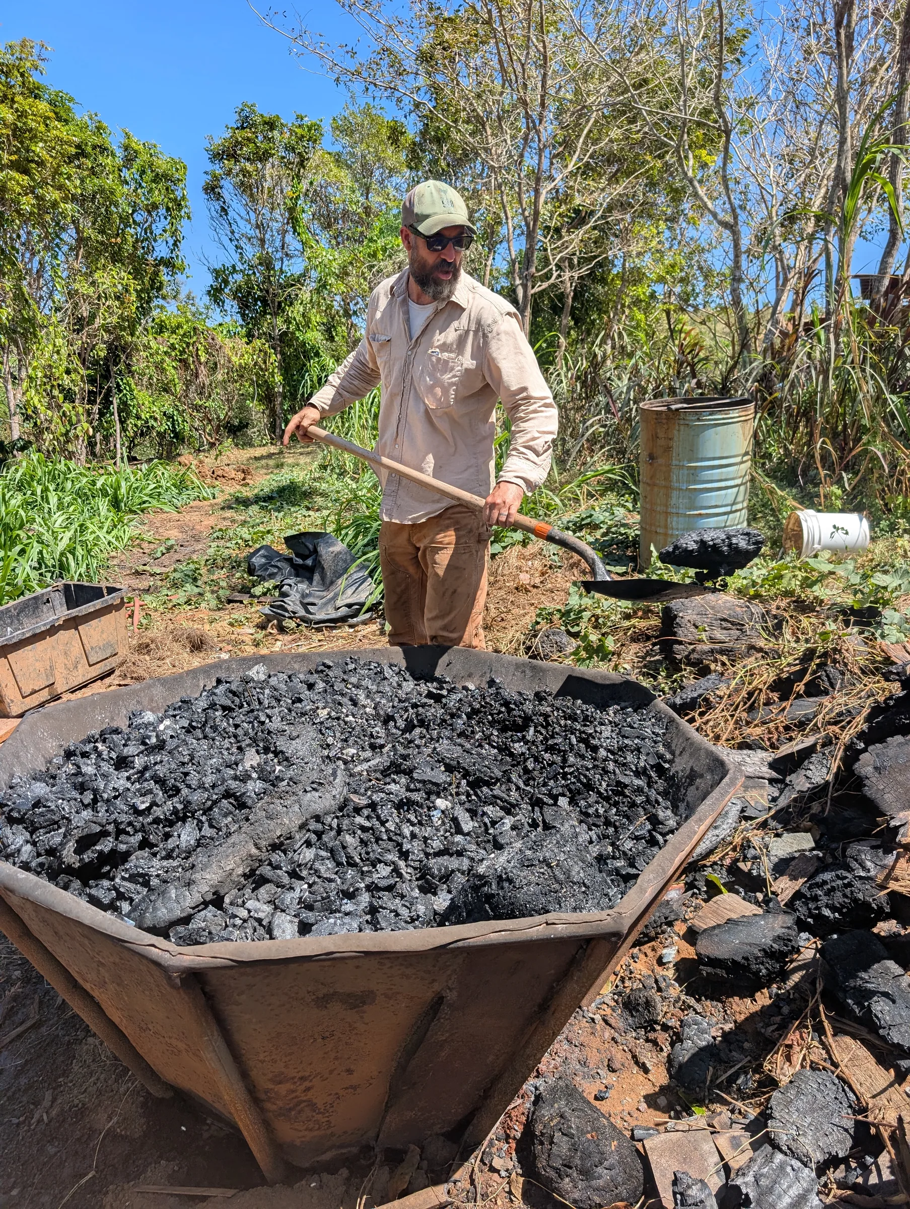 Shovelling biochar for the soil